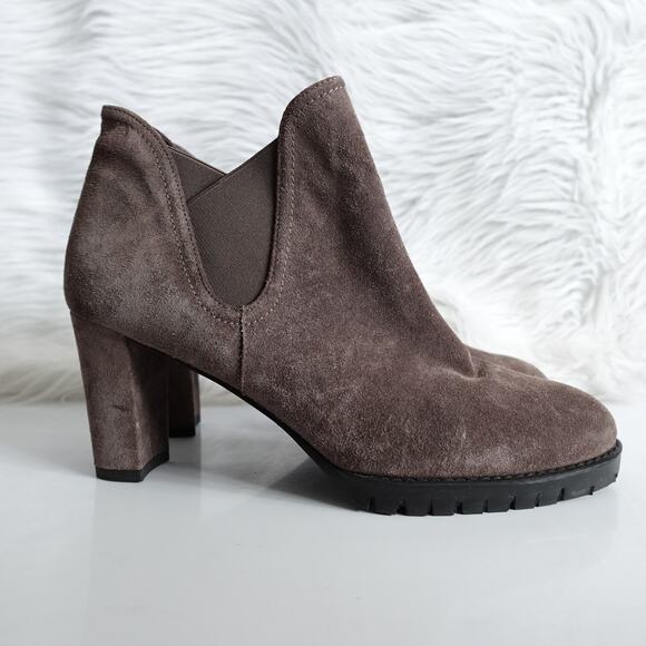 Stuart Weitzman Grey Suede Block Heel Ankle Boots - Picture 1 of 11